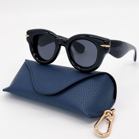 NEW LOEWE LW40118I 01A BLACK ROUND WOMEN SUNGLASSES LOEWE - Picture 1 of 11